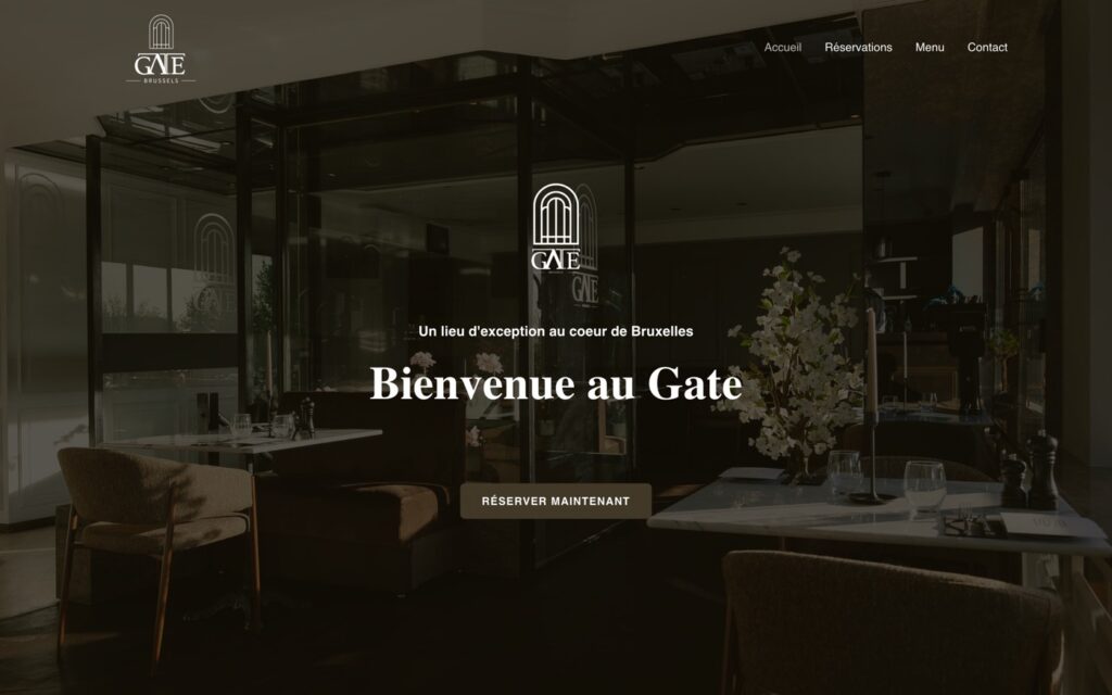 Page d'accueil du site du restaurant Gate Brussels