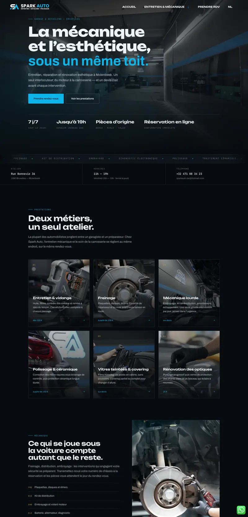Site web de Spark Auto, garage à Molenbeek