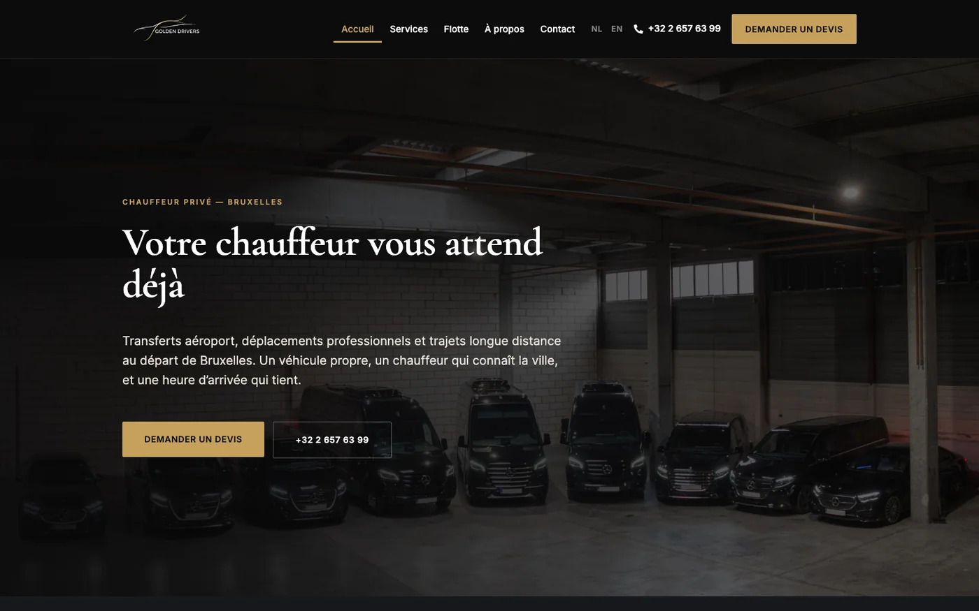 Page d'accueil du site Golden Drivers