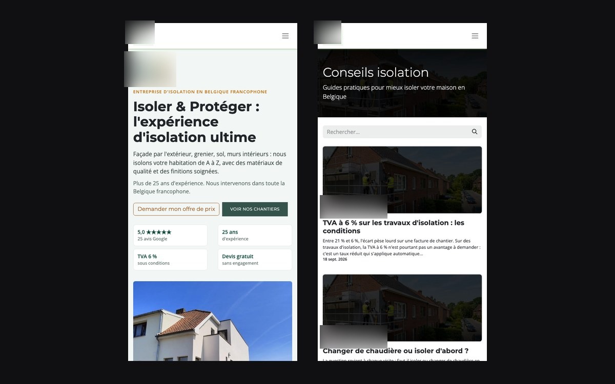 Le site sur téléphone : l'accueil et la rubrique Conseils