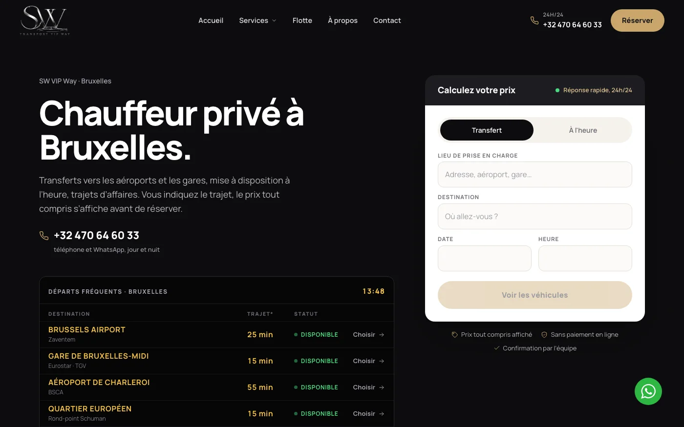 Page d'accueil du site SW VIP Way